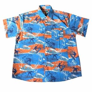 Dixxon Men’s Alotta Aloha Hawaiian Party Shirt Sz 3XL Blue Orange Surfer NEW
